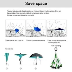Reverse Umbrella, Holiday Christmas Green Tre Inverted Umbrella,UV Protection Windproof Umbrella C-Shaped Handle Double Layer Reverse For Car Outdoor Use -Samsonite Shop 51U3V4GjxlL
