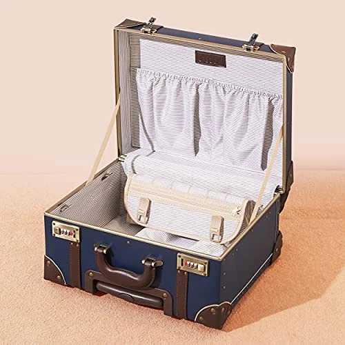 NZBZ Vintage Carry-On Suitcase Luggage With Rolling Spinner Wheels Retro Hardside Cute Travel Suitcase (Navy Blue) 6 NZBZ Vintage Carry-On Suitcase Luggage With Rolling Spinner Wheels Retro Hardside Cute Travel Suitcase (Navy Blue) - Image 4