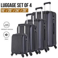 4PCS Travel Luggage Set Carry On Luggage With Spinner Wheels ABS Trolley Spinner Suitcase W/Lock (Black) -Samsonite Shop 51XIgd fY3L