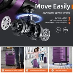 SHOWKOO Luggage Sets Expandable PC+ABS Durable Suitcase Sets Double Wheels TSA Lock 4 Piece Luggage Set Purple -Samsonite Shop 51 Oh8dv7ZL