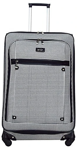 Nicole Miller New York Designer Luggage Collection - Large 28 Inch Expandable Softside Suitcase - Lightweight Checked Bag With 4-Rolling Spinner Wheels (Taylor Black/White Plaid) 6 Nicole Miller New York Designer Luggage Collection - Large 28 Inch Expandable Softside Suitcase - Lightweight Checked Bag With 4-Rolling Spinner Wheels (Taylor Black/White Plaid) - Image 4