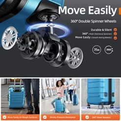 SHOWKOO Luggage Sets Expandable PC+ABS Durable Suitcase Sets Double Wheels TSA Lock 4 Piece Luggage Set Sky Blue 14 SHOWKOO Luggage Sets Expandable PC+ABS Durable Suitcase Sets Double Wheels TSA Lock 4 Piece Luggage Set Sky Blue -Samsonite Shop 51bV hAYbUL