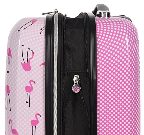 Betsey Johnson Designer 20 Inch Carry On - Expandable (ABS + PC) Hardside Luggage - Lightweight Durable Suitcase With 8-Rolling Spinner Wheels For Women (20in, Flamingo Strut) 6 Betsey Johnson Designer 20 Inch Carry On - Expandable (ABS + PC) Hardside Luggage - Lightweight Durable Suitcase With 8-Rolling Spinner Wheels For Women (20in, Flamingo Strut) - Image 4