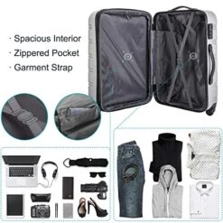 Merax 3 Pcs Luggage Set Expandable Hardside Lightweight Spinner Suitcase With TSA Lock [Upgraded Version] (Purple) -Samsonite Shop 51dYuQX8d2L