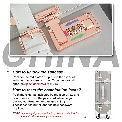 Unitravel Retro Luggage 26 Inch Lightweight Women Cute Suitcase With Spinner Wheels (Light Gray) 8 Unitravel Retro Luggage 26 Inch Lightweight Women Cute Suitcase With Spinner Wheels (Light Gray) - Image 6