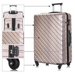 Apelila 5 Piece Hardshell Luggage Sets,Travel Suitcase,Carry On Luggage With Spinner Wheels Free Cover&Hanger Inside (Champagne Gold With Bag) -Samsonite Shop 51f vFhF50L