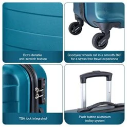 Regent Square Travel - 3 Piece Luggage Sets With Build-In TSA Lock And Spinner Goodyear Wheels – Mangusta, Hard Case (Petrol Blue) -Samsonite Shop 51fawOzqqSL