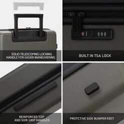 LEVEL8 Elegance Checked Luggage, 24 Inch Hardside Suitcase, Lightweight PC Matte Hardshell With TSA Lock, Spinner Wheels - Olive Green -Samsonite Shop 51ilJhJy SL