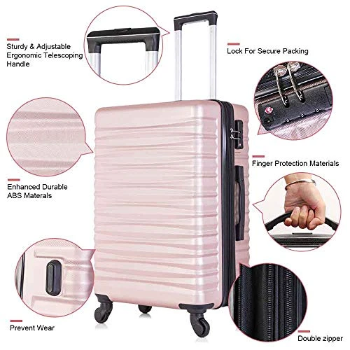 4 Piece Luggage Sets, Expandable Hardshell ABS Luggage Sets With TSA Lock Spinner Wheels Travel Suitcases Set (4 PCS, TSA Lock+Expandable, Rose Gold) 10 4 Piece Luggage Sets, Expandable Hardshell ABS Luggage Sets With TSA Lock Spinner Wheels Travel Suitcases Set (4 PCS, TSA Lock+Expandable, Rose Gold) - Image 8
