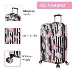 Betsey Johnson Designer Luggage Collection - Expandable 3 Piece Hardside Lightweight Spinner Suitcase Set - Travel Set Includes 20-Inch Carry On, 26 Inch And 30-Inch Checked Suitcase (Stripe Roses) 15 Betsey Johnson Designer Luggage Collection - Expandable 3 Piece Hardside Lightweight Spinner Suitcase Set - Travel Set Includes 20-Inch Carry On, 26 Inch And 30-Inch Checked Suitcase (Stripe Roses) -Samsonite Shop 51k4lvCJI9L