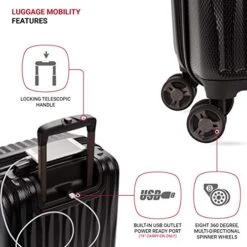 SwissGear 7272 Energie Hardside Luggage Carry-On Luggage With Spinner Wheels & TSA Lock, Black, 19” -Samsonite Shop 51lDuOYkkFL