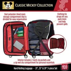 FUL Disney Mickey Mouse 3 Piece Rolling Luggage Set, Hardside Suitcase With Spinner Wheels, 21 Inch, 25 Inch And 29 Inch, Black -Samsonite Shop 51mbHS12aIL
