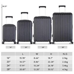 4PCS Travel Luggage Set Carry On Luggage With Spinner Wheels ABS Trolley Spinner Suitcase W/Lock (Black) -Samsonite Shop 51oXdZ8 5 L 5c41a3c2 49b4 48dc 9e25 a9a5a67cbfa5