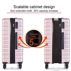 Apelila 4 Piece TSA Hardshell Luggage Sets,Expandable Travel Suitcase,Carry On Luggage With Spinner Wheels Free Cover&Hanger Inside (Rose Gold) -Samsonite Shop 51q20zRWO2L
