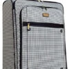 Nicole Miller New York Designer Luggage Collection - Large 28 Inch Expandable Softside Suitcase - Lightweight Checked Bag With 4-Rolling Spinner Wheels (Taylor Black/White Plaid)