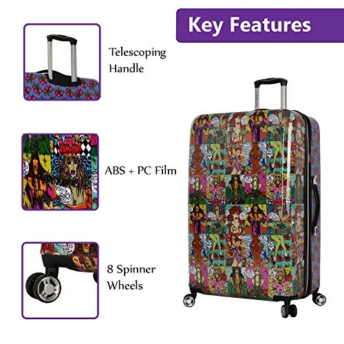 Betsey Johnson 30 Inch Checked Luggage Collection - Expandable Scratch Resistant (ABS + PC) Hardside Suitcase - Designer Lightweight Bag With 8-Rolling Spinner Wheels (Girls Print) 9 Betsey Johnson 30 Inch Checked Luggage Collection - Expandable Scratch Resistant (ABS + PC) Hardside Suitcase - Designer Lightweight Bag With 8-Rolling Spinner Wheels (Girls Print) - Image 7