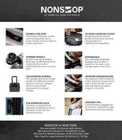 NONSTOP Luggage Expandable Spinner Wheels Hard Side Shell Travel Suitcase Set 3 Piece Lightweight With TSA Lock And Double USB Port, NEW YORK Collection (Silver, 3-Piece Set (20/24/28)) 19 NONSTOP Luggage Expandable Spinner Wheels Hard Side Shell Travel Suitcase Set 3 Piece Lightweight With TSA Lock And Double USB Port, NEW YORK Collection (Silver, 3-Piece Set (20/24/28)) -Samsonite Shop 51tMOD42HdL