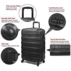 Hipack Prime Suitcases Hardside Luggage With Spinner Wheels, Black, 3-Piece Set (20/24/28) -Samsonite Shop 51uzPSVhrTL