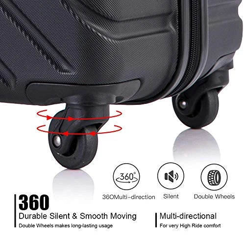 4 Piece Hardshell Luggage Sets,Travel Suitcase,Carry On Luggage With Spinner Wheels Free Cover&Hanger Inside (Black, 4 Pieces) 5 4 Piece Hardshell Luggage Sets,Travel Suitcase,Carry On Luggage With Spinner Wheels Free Cover&Hanger Inside (Black, 4 Pieces) - Image 3