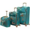 Steve Madden Designer Luggage Collection- 3 Piece Softside Expandable Lightweight Spinner Suitcases- Travel Set Includes Under Seat Bag, 20-Inch Carry On & 28-Inch Checked Suitcase (Harlo Teal Blue) -Samsonite Shop 51z2 SshdYL