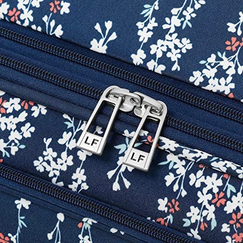 LONDON FOG Cranford Softside Expandable Spinner Luggage, Navy White Floral, 20" 4 LONDON FOG Cranford Softside Expandable Spinner Luggage, Navy White Floral, 20" - Image 2